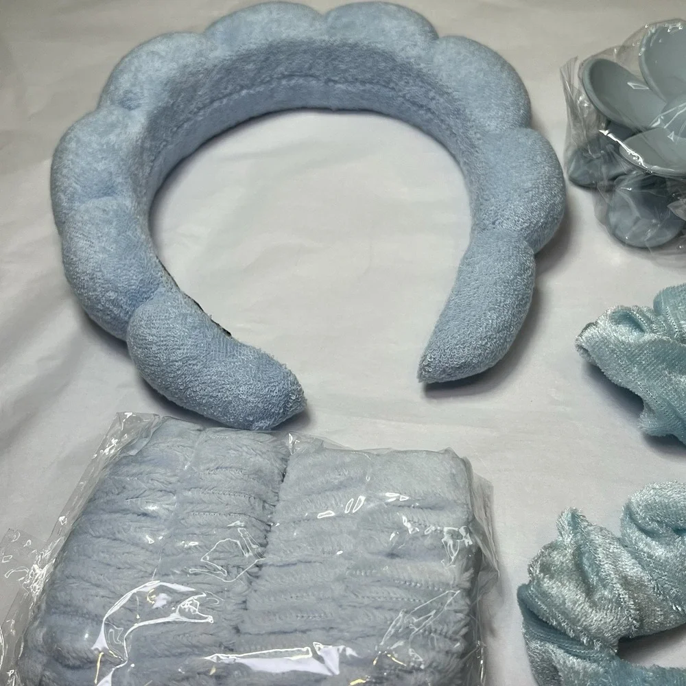 6 Pack Spa Headband Makeup, Face Wash, Skincare Hair Accessories‎ Blue Clip NWT